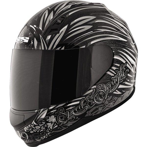 Black/silver xs speed and strength ss700 to the nines full face helmet