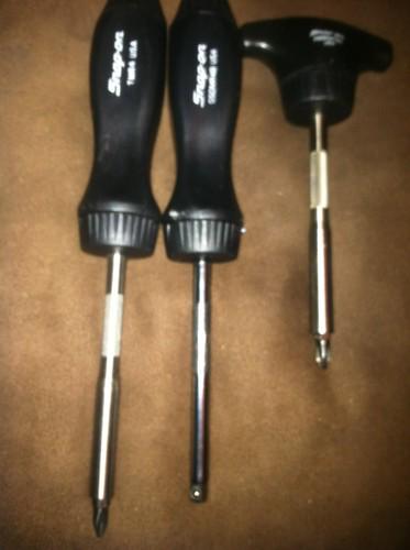 Snap on tools ratcheting magnetic screwdriver,thandle and 1/4 drive brand new