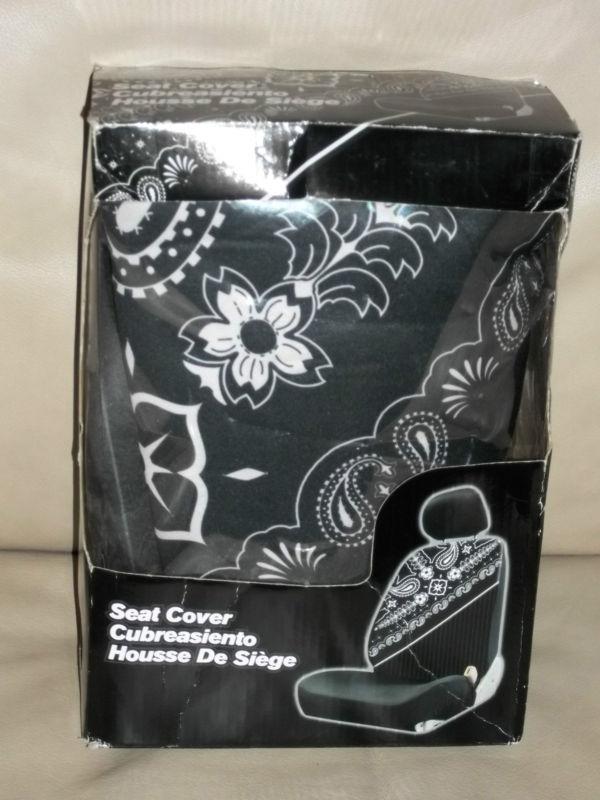 Pair of black bandana paisley universal bucket seat covers - new with defects