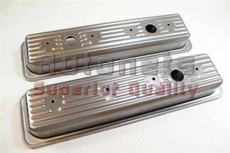 Sbc chevy unplated steel 305 350 valve cover 87-up center bolt small block chevy