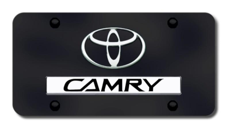 Toyota dual camry chrome on black license plate made in usa genuine