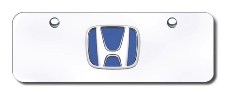 Honda logo "blue fill" chrome on chrome mini-license plate made in usa genuine