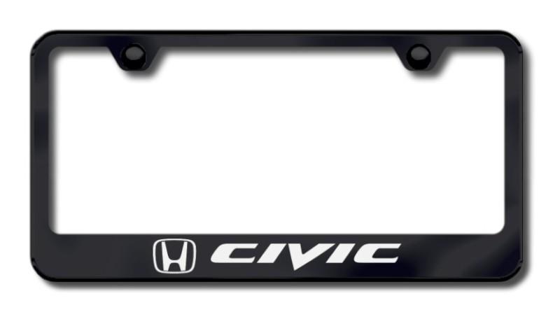 Honda civic laser etched license plate frame-black made in usa genuine