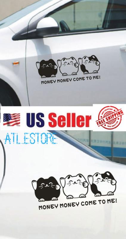 Lucky cat car decal stickers racing auto truck decor for money money come to  me