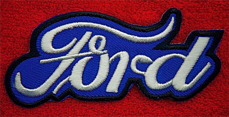Ford script  - black - silver - blue   embroidered iron on patch