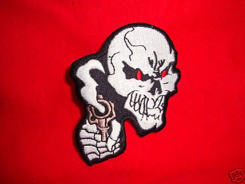 Skull with revolver biker patch new!!