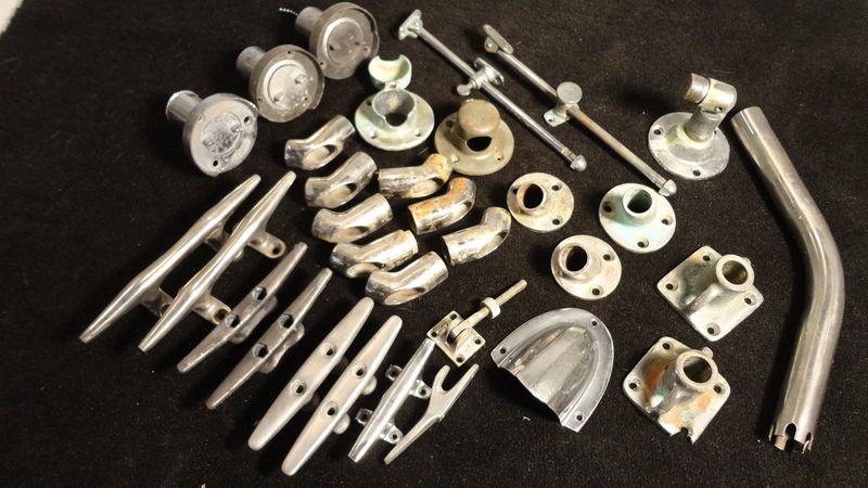 Used lot of stainless steel/aluminum misc boat/marine parts cleats,fuel fills 
