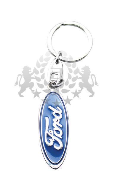 New 3d chrome plate keyrings key fob chains car logo double sided fit ford