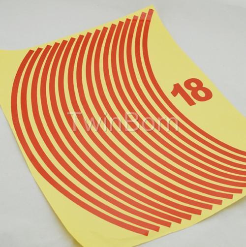 18'' 8mm auto motor bike rim wheel stripe tape decal stickers decotation red kit