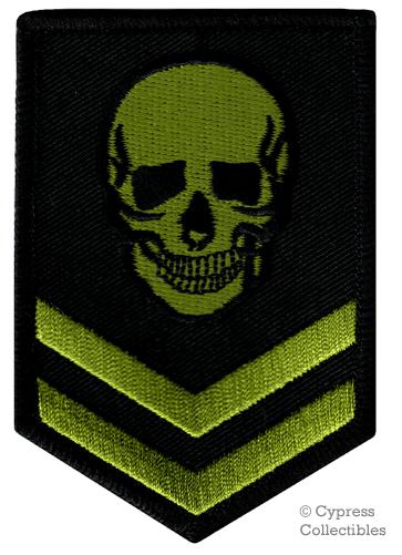 Green skull embroidered patch death biker poison skeleton iron-on military logo