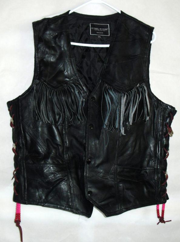 Vintage 80' rebel ryder the collection women's leather patchwork vest size 2xl