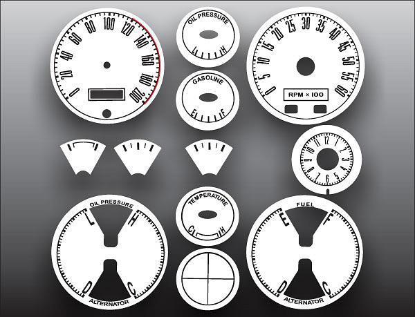 1967-1968 ford mustang metric kph kmh instrument cluster white face gauges