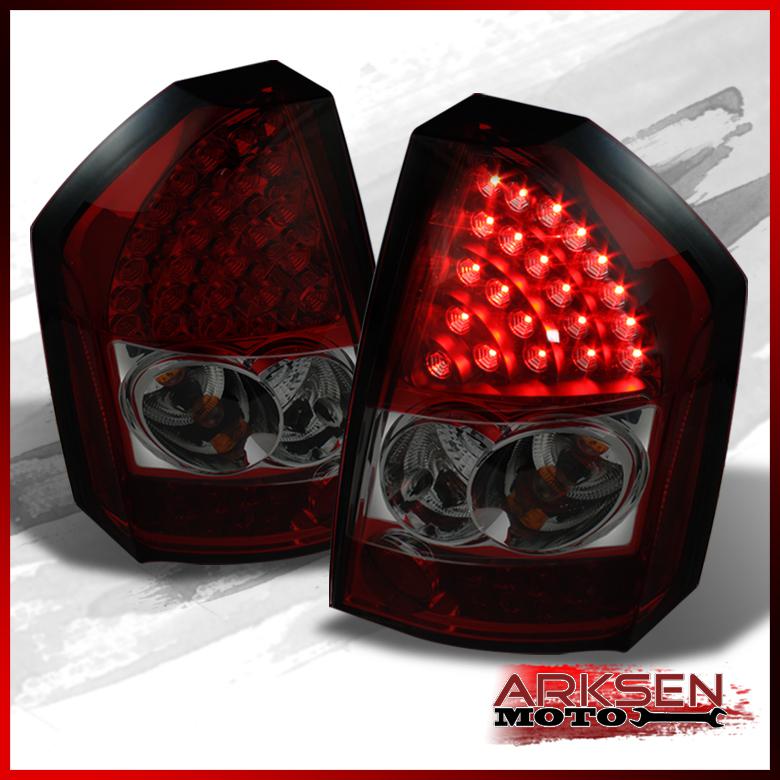 Red smoked 08-10 chrysler 300c srt8 led tail lights brake lamps left+right set
