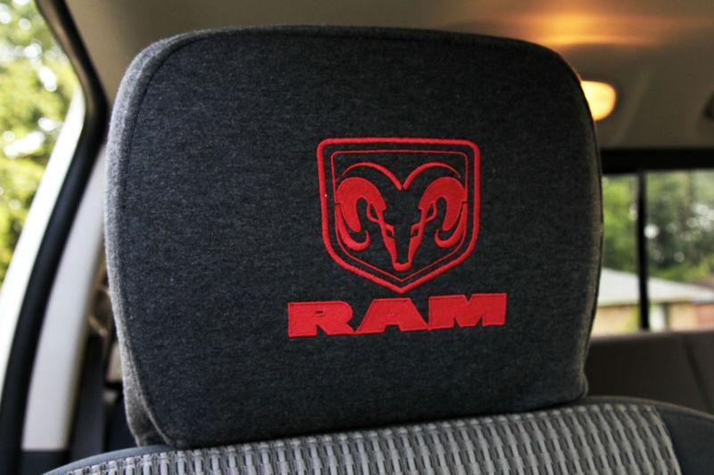 Custom embroidered large pair truck head rest cover  (dodge ram)