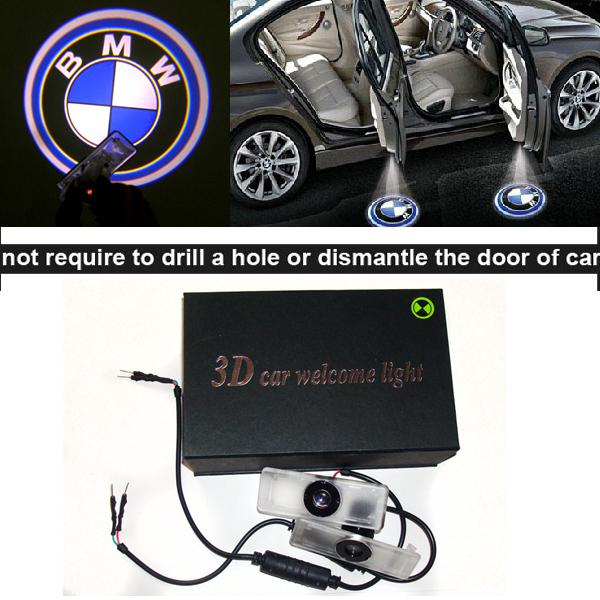 2x ghost shadow 3d logo high definition laser car door welcome light bmw logo