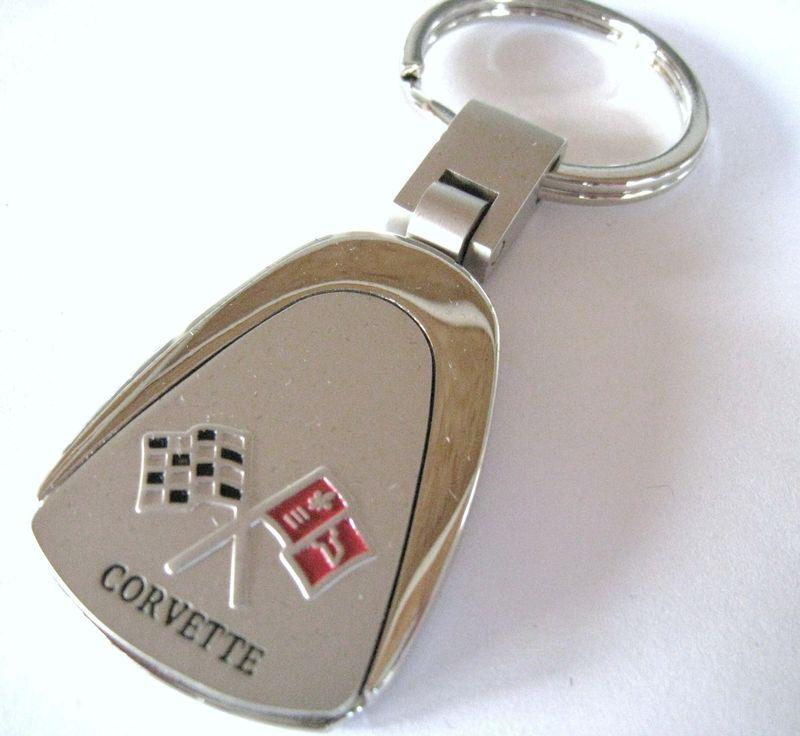 Corvette key chain ring fob chevrolet chevy c4 c5 c6 z06 z51 grand sport chrome