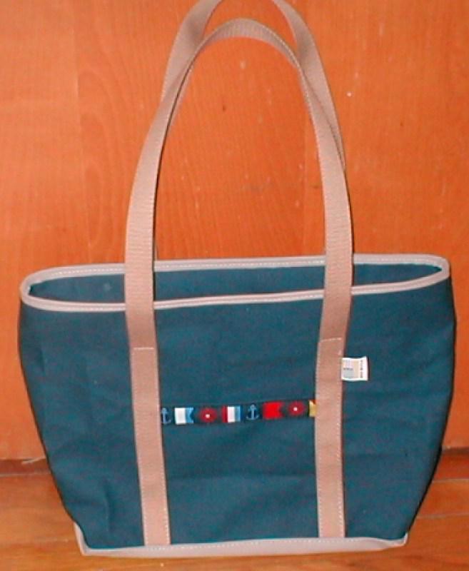 Navy duck canvas  tote bag with nautical  code flags $24.95  made in usa