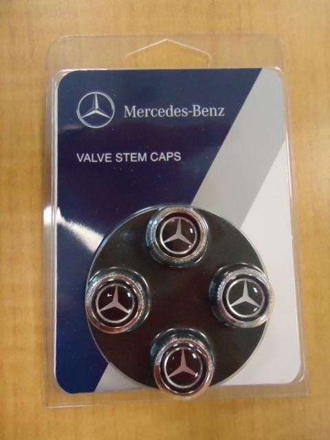 Genuine mercedes-benz valve stem caps silver star on black bq6408126