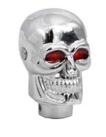 Chrome skull red led eyes gear knob shift / shifter stick new