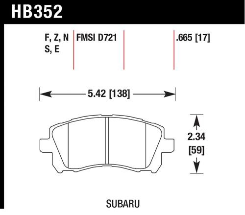 Hawk performance hb352f.665 disc brake pad 97-02 forester impreza legacy