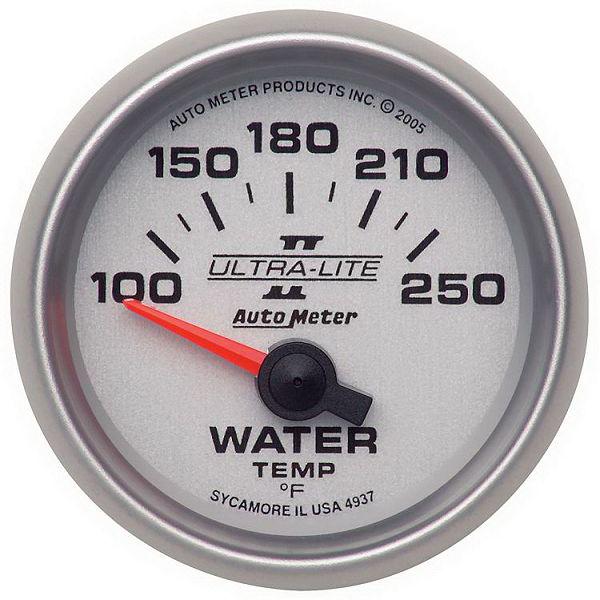 Auto meter 4937 ultra lite ii 2 1/16" electric water temp. gauge 100-250˚f