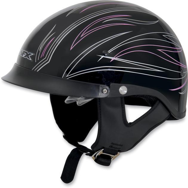 Afx fx-200 motorcycle half helmet black/pink pinstripe 2xl/xx-large