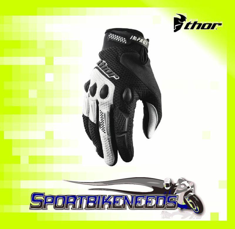 Thor 2012 impact glove black white motocross medium m