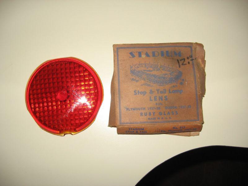 Tail light glass lens 1937 1938 dodge plymouth nos