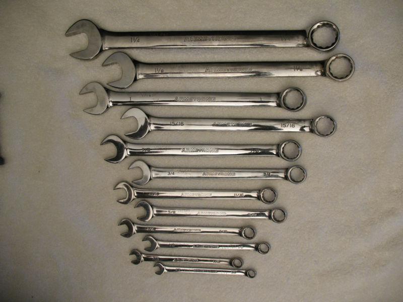 Armstrong 12pc sae 3/8"-1 1/4" combination wrench set full polish made in usa