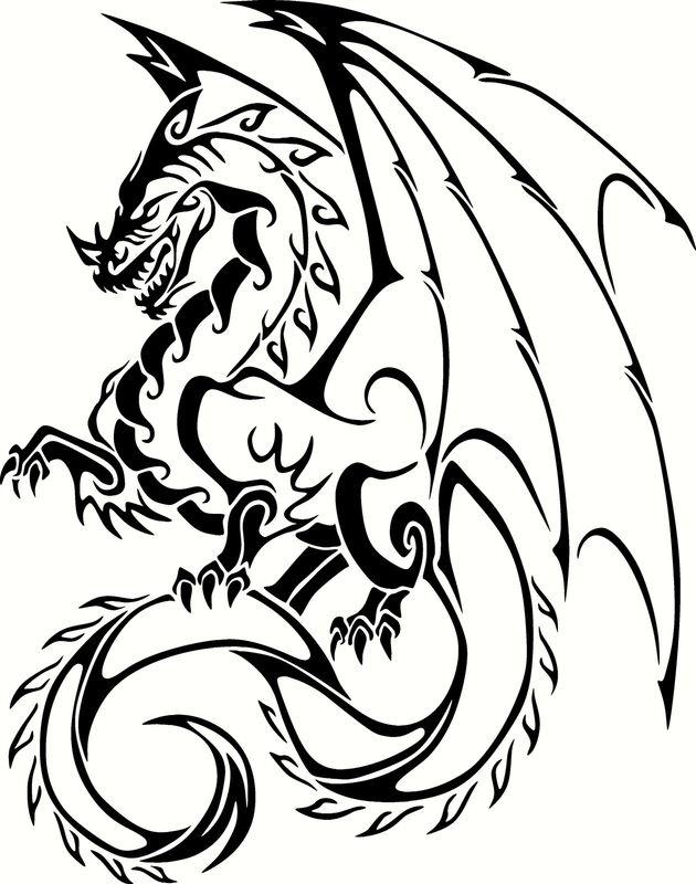 Dragon vinyl cut out decal, sticker in wht - 7" by 5.5"