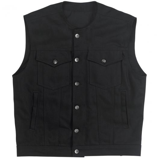 Biltwell inc. prime cut vest without collar black denim xl xlarge men