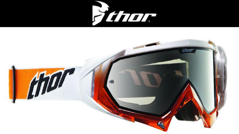 Thor hero white orange fade dirt bike goggles motocross mx atv gogges googles