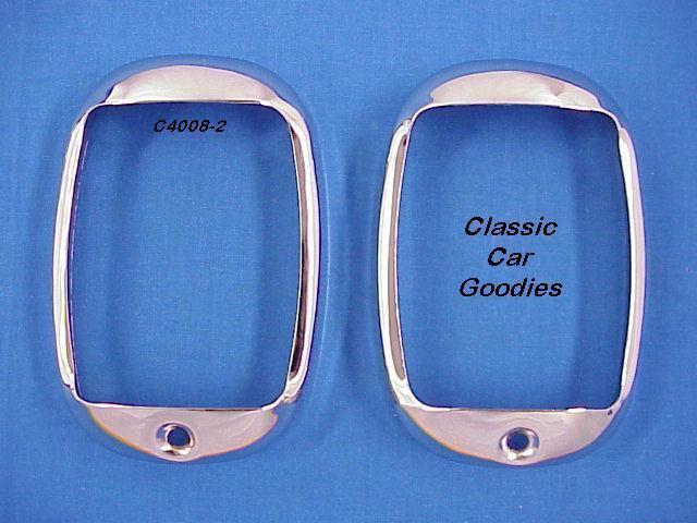 1937-1938 chevy tail light bezels (2) polished ss. brand new!