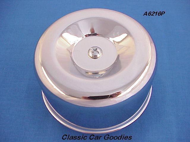 Chrome air filter smooth can 2 5/8" neck stromberg