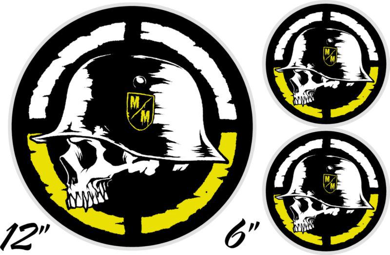 Metal mulisha skull decals stickers - metal mulisha bullseye 3pc yellow