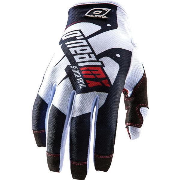 White/black 9 o'neal racing jump racewear gloves