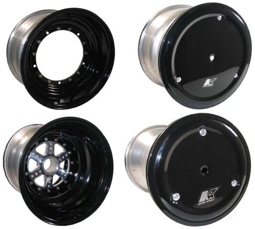 Keizer midget aluminum wheel set,13&#034;,31 spline w/center,beadlock,covers,black