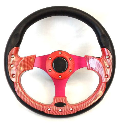 Boat / marine steering wheel w/ adapter (3/4&#034; tapered keyway) ~red/hydrographic