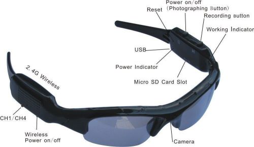 Sport 1280*960 multi-function sunglasses camera video recorder hd dvr