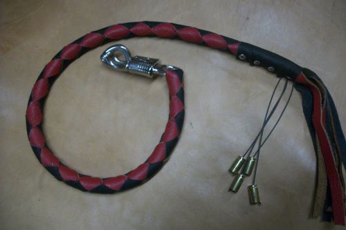 Biker whip getback motorcycle usa made red &amp; black gunslinger by stitch