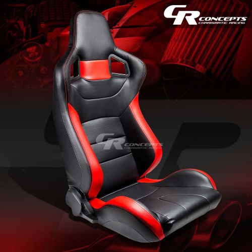 Pvc leather high-head red sports racing seats+mounting sliders passenger side