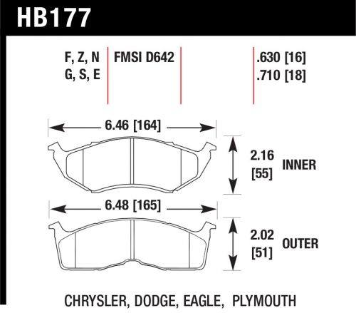Hawk hb177g.630 dtc-60 brake pad chrysler dodge eagle plymouth .630 thick