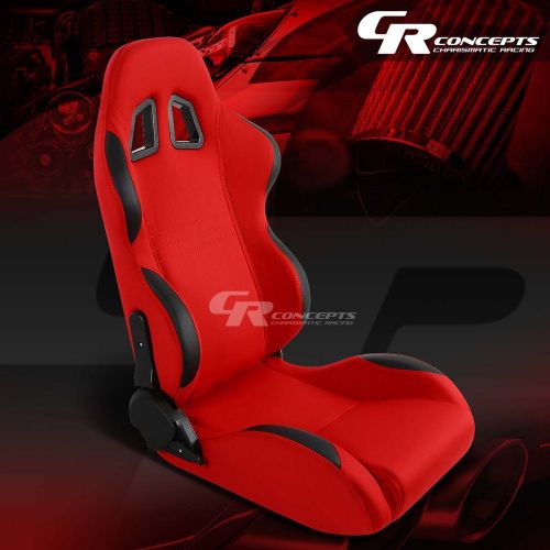 Red cloth/black reclinable sports racing seats+mounting sliders passenger side