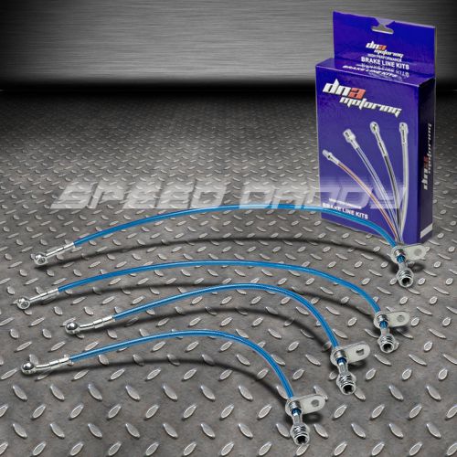 Front+rear stainless steel hose brake line for 02-05 honda civic si ep3 blue