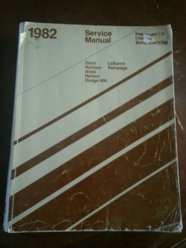 1982  service manual omni,horizon,aries,reliant,dodge 400,labaron,rampage