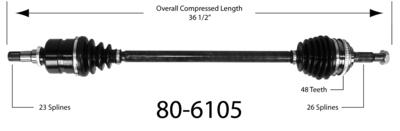 Empi 80-6105 cv half-shaft assembly-cv joint half shaft