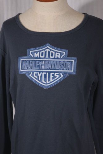 Harley-davidson danville il illinois womens sze l large blue long-sleeve t-shirt