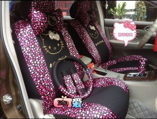 New hello kitty purple and black car seat covers steering wheel cover 10 pcs
