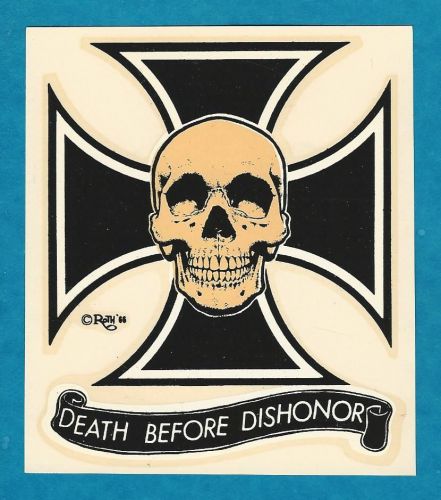 Vintage original 1966 ed roth &#034;death before dishonor&#034; &#039;semper fi&#039; water decal