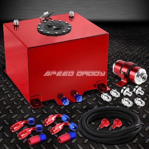 8 gallon aluminum fuel cell tank+cap+feed line kit+30 micron inline filter red